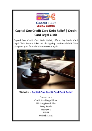 Capital One Credit Card Debt Relief  Credit Card Legal Clinic