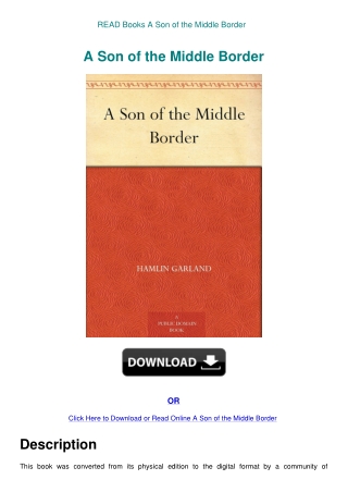 READ Books A Son of the Middle Border