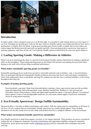 Top 5 Eco-Friendly Sporting Gear Options