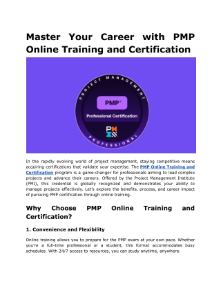 Master Your Career with PMP Online Training and Certification