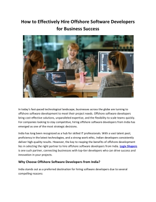 How to Effectively Hire Offshore Software Developers for Business Success