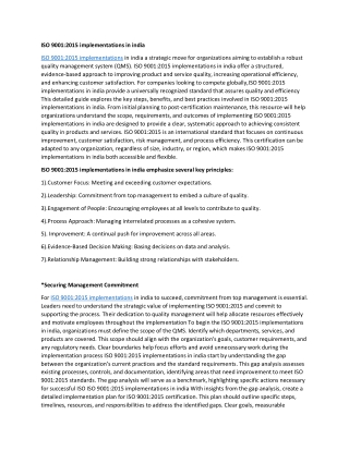 ISO Implementation Strategies for Improved Efficiency and Quality