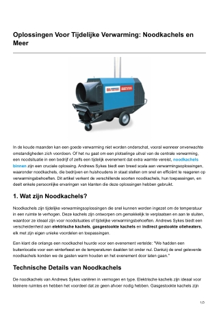 Oplossingen Voor Tijdelijke Verwarming Noodkachels en Meer