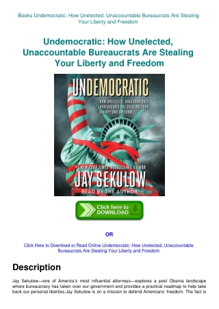 Books Undemocratic How Unelected  Unaccountable Bureaucrats Are Stealing Your Liberty and Freedom 