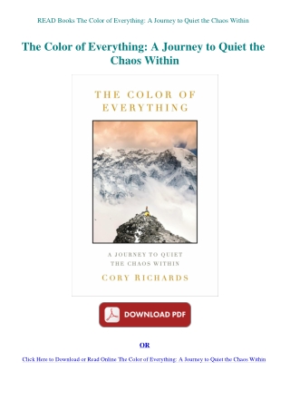 READ Books The Color of Everything A Journey to Quiet the Chaos Within
