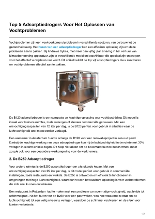 Top 5 Adsorptiedrogers Voor Het Oplossen van Vochtproblemen