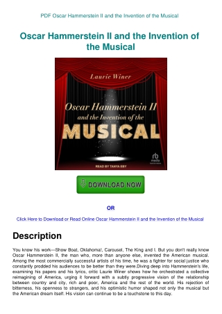 PDF Oscar Hammerstein II and the Invention of the Musical