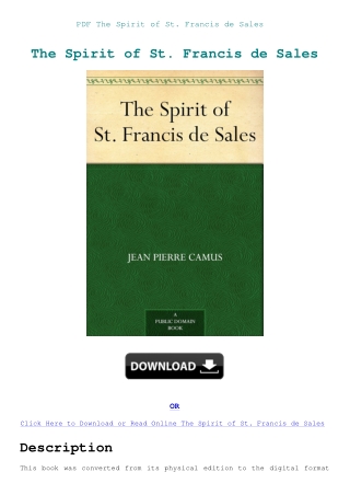 PDF The Spirit of St. Francis de Sales