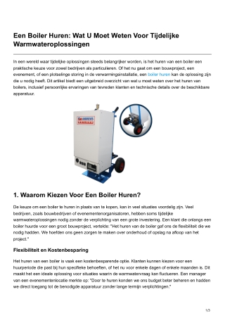 Een Boiler Huren Wat U Moet Weten Voor Tijdelijke Warmwateroplossingen
