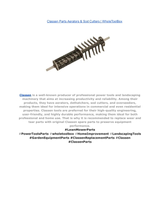 Classen Parts Aerators & Sod Cutters _ WholeToolBox