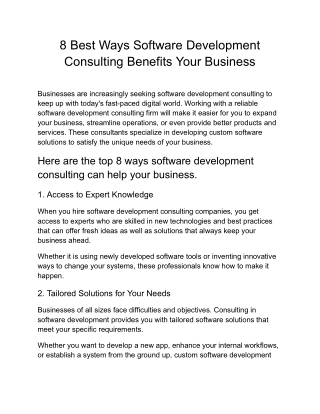 8 Best Ways Software Development Consulting Benefits Your Business