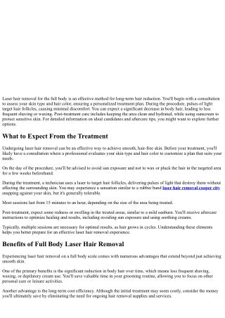 Laser Hair Removal for Full Body