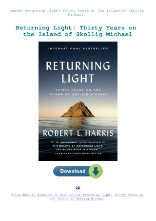 eBooks Returning Light Thirty Years on the Island of Skellig Michael