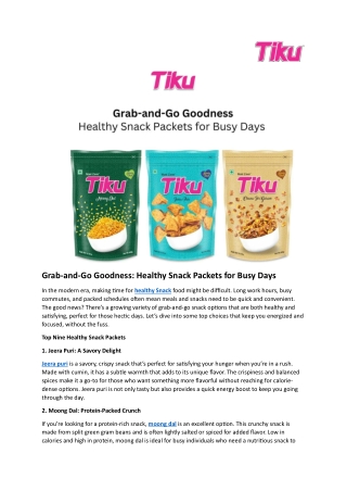 Grab and-Go Goodness Healthy Snack Packets for Busy Days