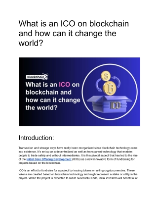 What is an ICO on blockchain and how can it change the world