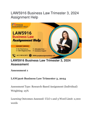 LAW5916 Business Law Trimester 3, 2024 Assignment Help