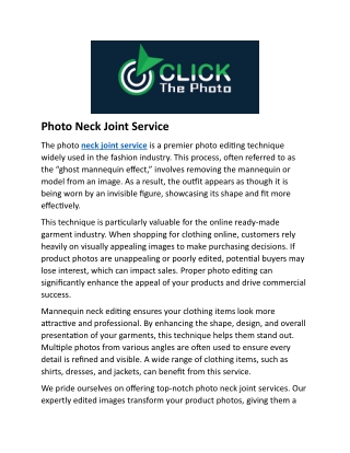 Photo Neck Joint Service | Mannequin Neck Editing Provider