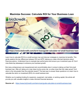 Maximize Success: Calculate ROI for Your Business Loan