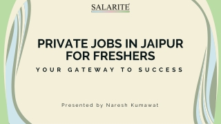 Private Jobs in Jaipur for Freshers: Your Gateway to Success