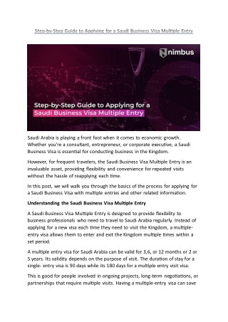 Step-by-Step Guide to Applying for a Saudi Business Visa Multiple Entry 