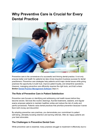 Why Preventive Care is Crucial for Every Dental Practice