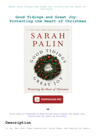Books Good Tidings and Great Joy Protecting the Heart of Christmas
