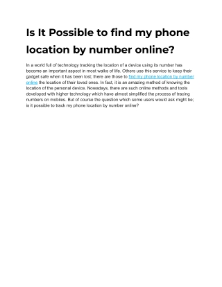 Is It Possible to find my phone location by number online