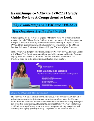 ExamDumps.co VMware 3V0-22.21 Study Guide Review: A Comprehensive Look
