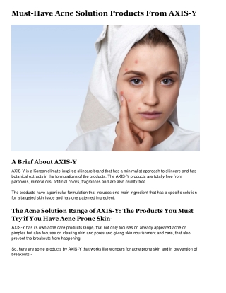 Must-Have Acne Solution Products From AXIS-Y