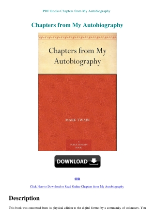 PDF Books Chapters from My Autobiography