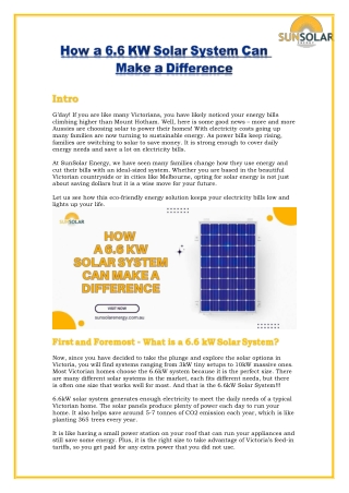 How A 6.6 kW Solar System Can Make A Difference