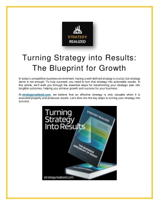 Turning Strategy into Results