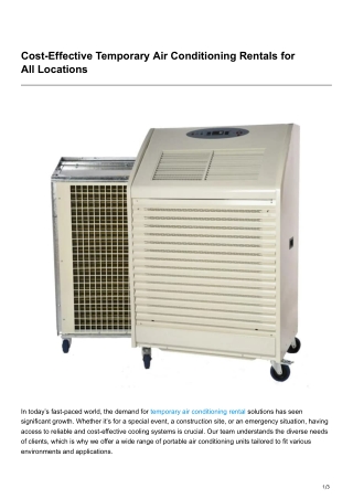 Cost-Effective Temporary Air Conditioning Rentals for AllLocations