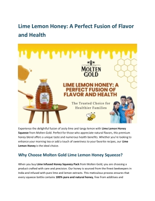 Lime Lemon Honey A Perfect Fusion of Flavor and Health