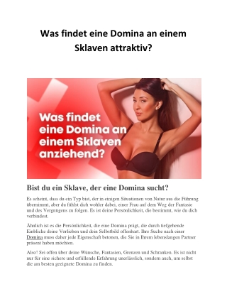 Was findet eine Domina an einem Sklaven attraktiv