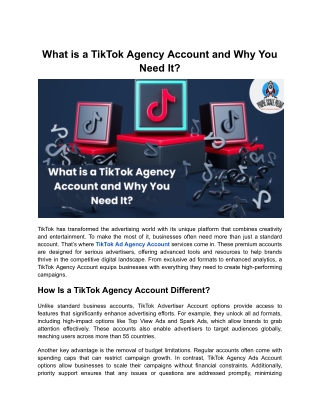 What Is a TikTok Agency Account and Why You Need It