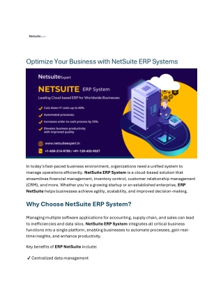 Optimize Your Business with NetSuite ERP Systems