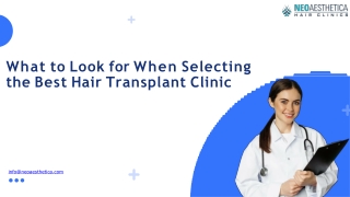 What to Look for When Selecting the Best Hair Transplant ClinicHealthcare