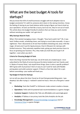 What are the best budget AI tools for startups