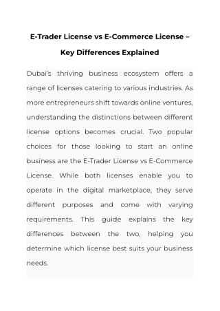 E-Trader License vs E-Commerce License – Key Differences Explained