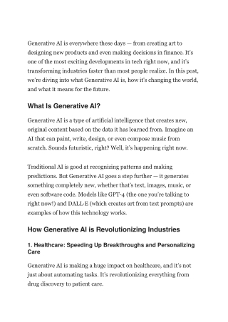 Generative AI in various industries
