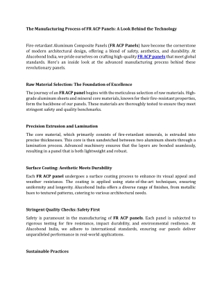 The Manufacturing Process of FR ACP Panels A Look Behind the Technology