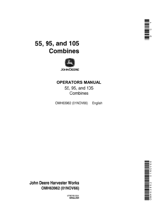 John Deere 55 95 and 105 Combines Operator’s Manual Instant Download (Publication No.OMH63962)
