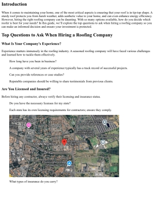 “Top Questions to Ask When Hiring a Roofing Company”
