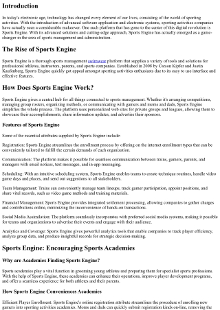 Sports Engine: Powering the Digital Change of Sports