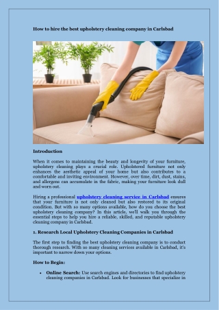 How to hire the best upholstery cleaning company in Carlsbad