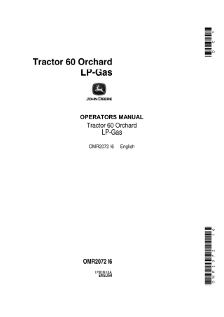 John Deere 60 Orchard LP-Gas Tractor Operator’s Manual Instant Download (Publication No.OMR2072)