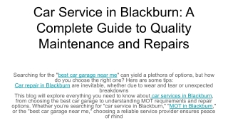 Car Service in Blackburn_ A Complete Guide to Quality Maintenance and Repairs