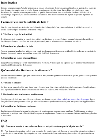 Comment évaluer la qualité d'une caisse en bois avant achat ?