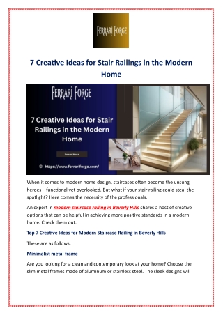 7 Creative Ideas for Stair Railings in the Modern Home